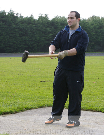 Eamonn Byne prepares to sling the sledgehammer