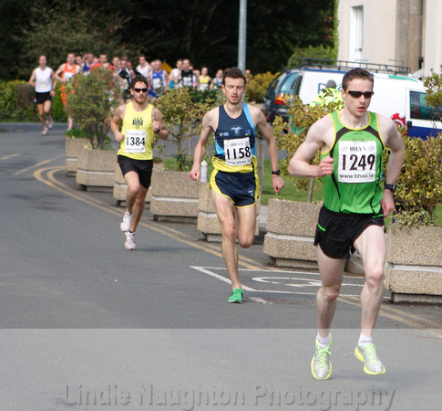 Just after start -  Sean Hehir leading Eoin Flynn and UCD's David Campbell.