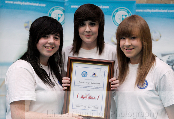 S=TRanistion year awards to pupils of Caritas College - Laura Byrne, Lauren Boland, Sarah Byrnes.